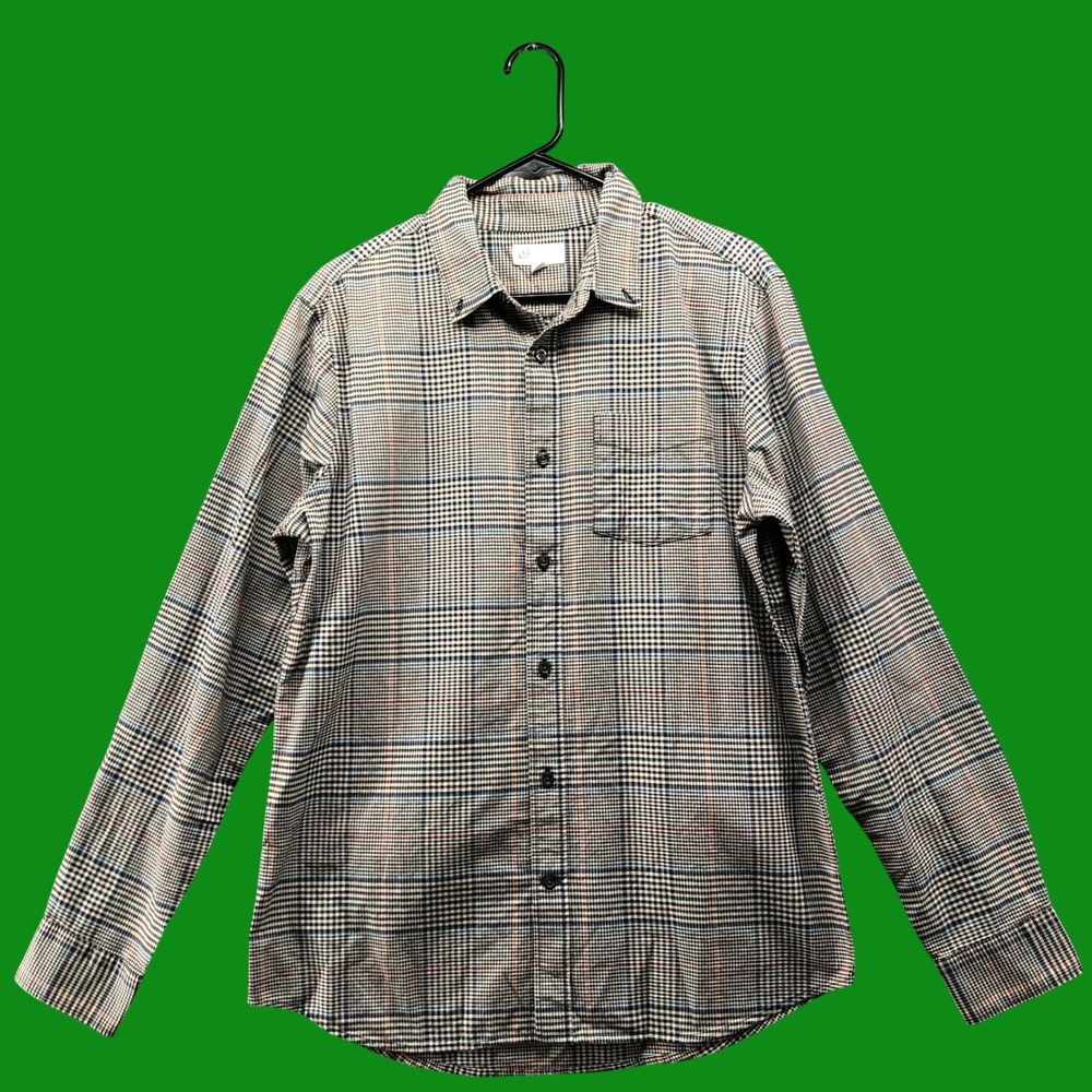Gap Oxford Button Down Shirt Mens Medium Standard Fit Brown Plaid Fall Preppy